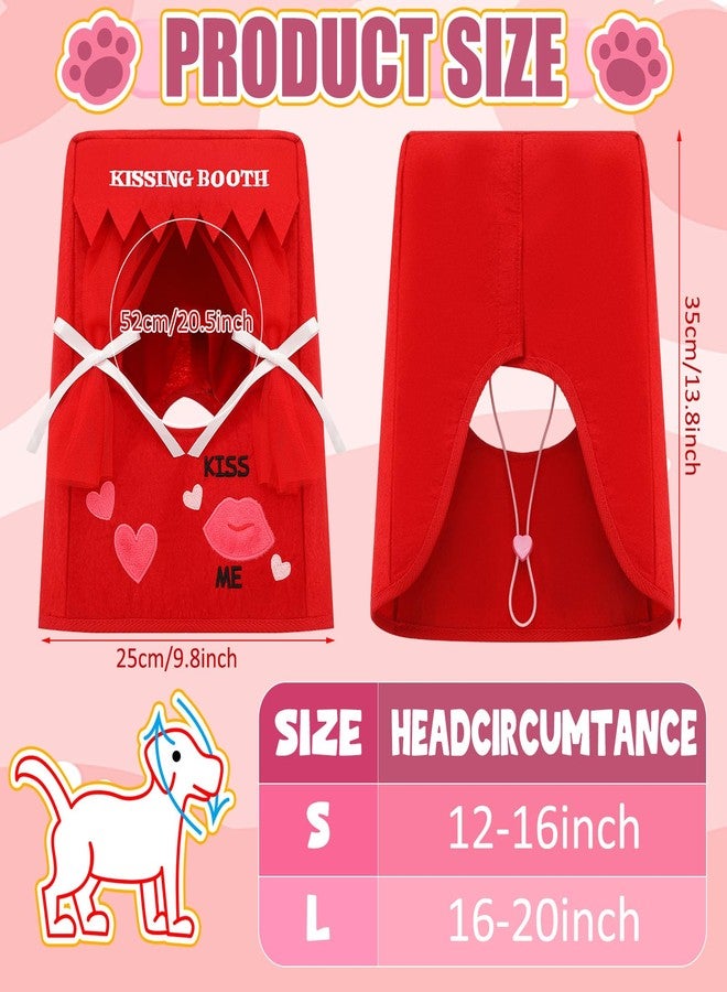 Solsew Valentine Dog Costume Kissing Booth Headpiece for Dog and Cats Cute Pup Kissing Booth Pet Headwear Costume Gift for Holiday Birthday Party(Red,L/XL) - Image 2